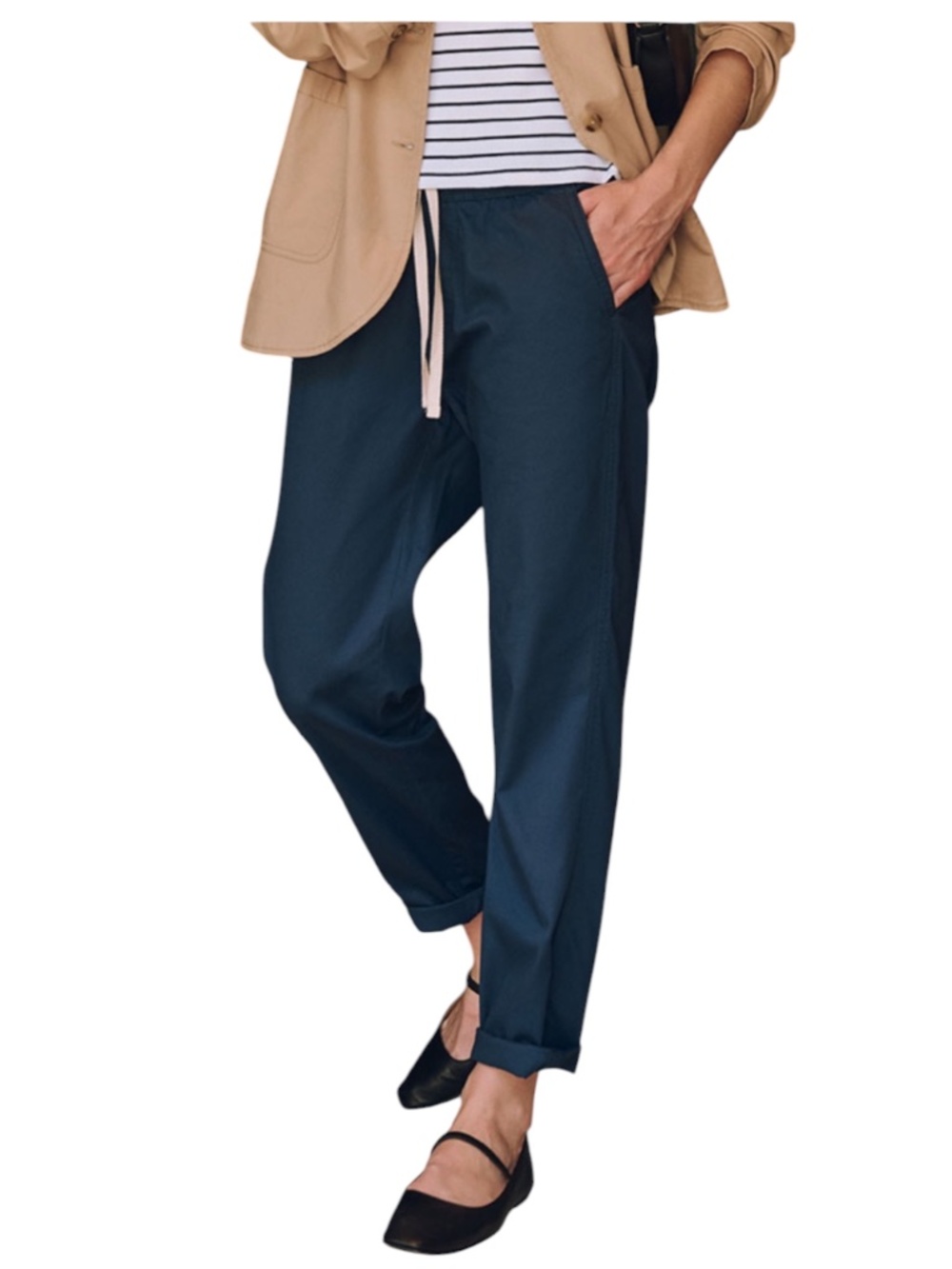 Pact Daily Twill Pants Women's L Navy Blue Organic Cotton Pockets Adjustable